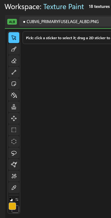 The toolbar: tools down the left, the colour pair at the bottom